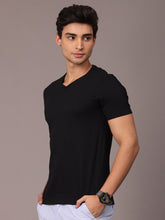 Load image into Gallery viewer, Black Basic V-neck Tee
