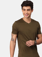 Load image into Gallery viewer, Olive Basic V-neck Tee
