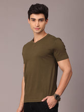 Load image into Gallery viewer, Olive Basic V-neck Tee
