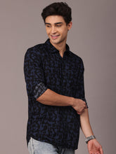 Load image into Gallery viewer, Navy Abstract Viscose Shirt
