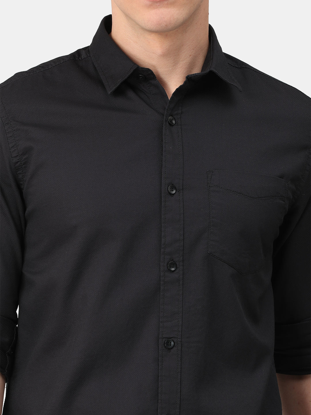 Black Oxford Solid Long Sleeve Formal Shirt For Men Online 