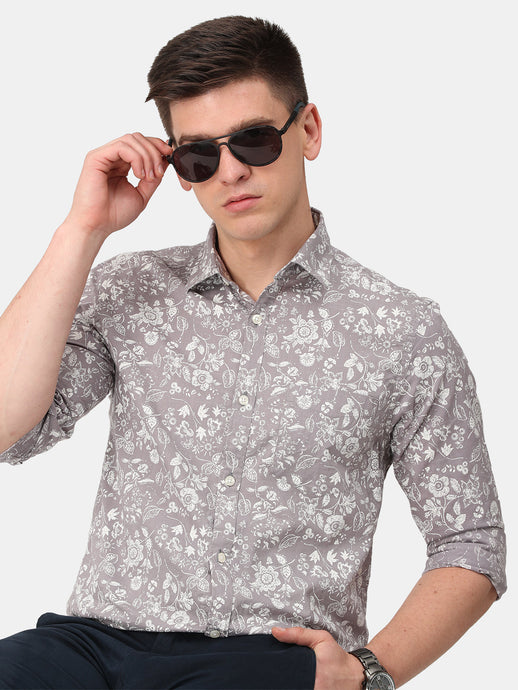 Grey Floral Print Shirt Shirt www.epysode.in 