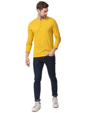 Load image into Gallery viewer, Henley Mustard Yellow T-shirt t-shirt www.epysode.in 
