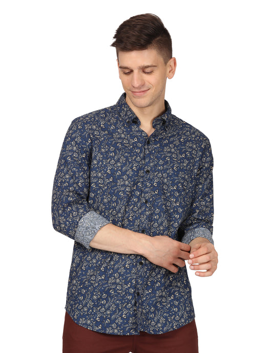 Navy Floral Print Shirt Shirt www.epysode.in 