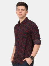 Load image into Gallery viewer, Navy Floral Viscose Shirt Shirt www.epysode.in 
