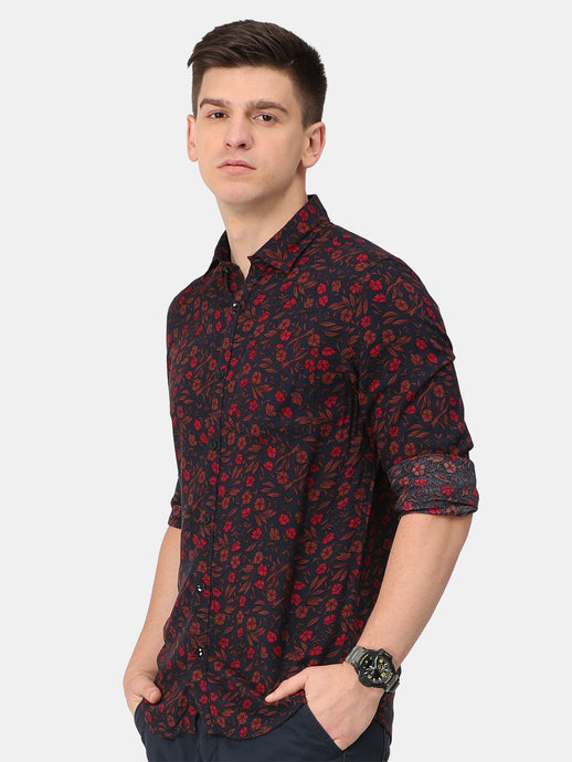 Navy Floral Viscose Shirt Shirt www.epysode.in 