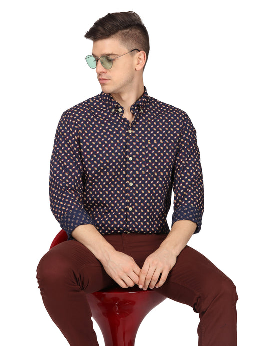 Navy Geometric Print Shirt Shirt www.epysode.in 