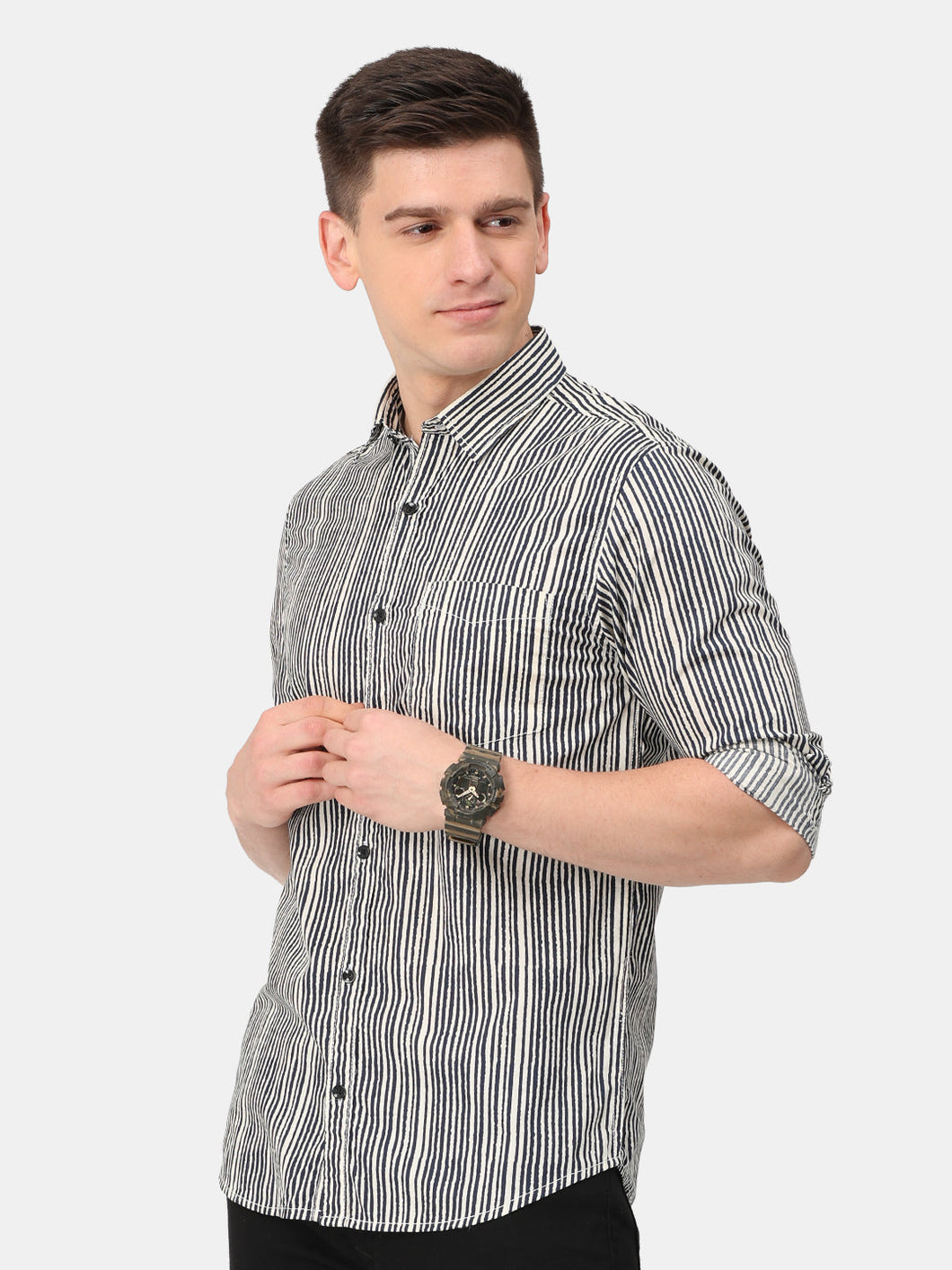 Navy Striped Shirt Shirt www.epysode.in 