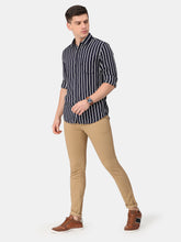 Load image into Gallery viewer, Navy Striped Viscose Shirt Shirt www.epysode.in 
