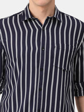 Load image into Gallery viewer, Navy Striped Viscose Shirt Shirt www.epysode.in 
