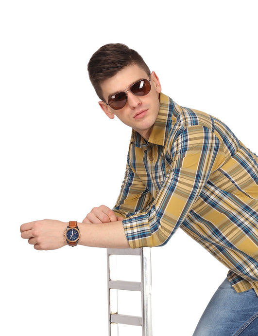Ochre Checks Shirt Shirt www.epysode.in 