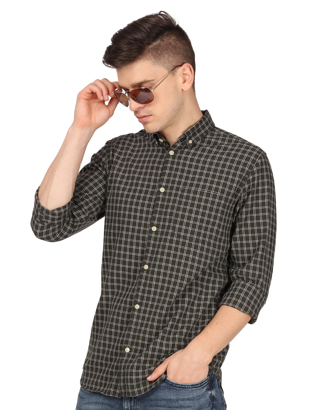 Olive Checks Shirt Shirt www.epysode.in 