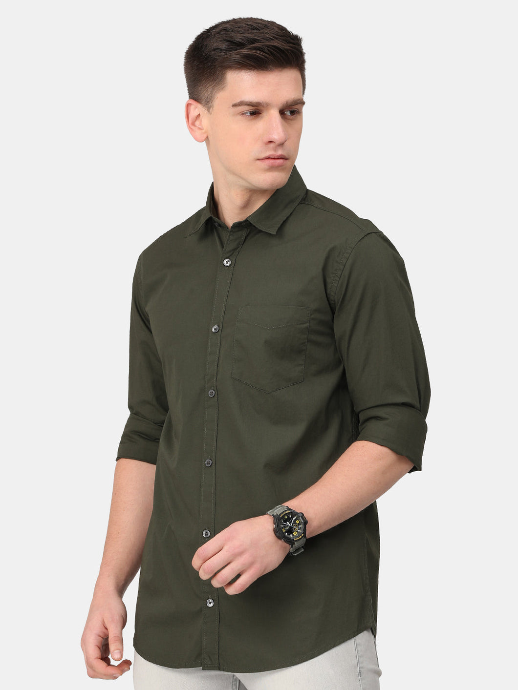 Olive Poplin Solid Shirt Shirt www.epysode.in 