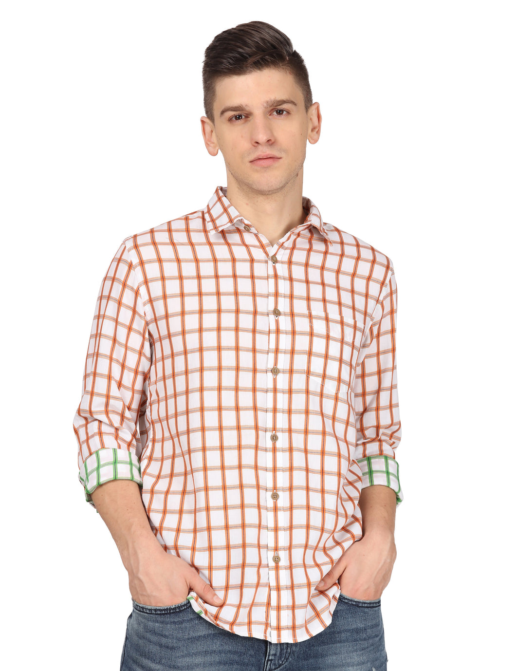 Orange Checks Shirt Shirt www.epysode.in 