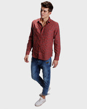 Load image into Gallery viewer, Red Cotton Twill Checks Shirt Shirt www.epysode.in 

