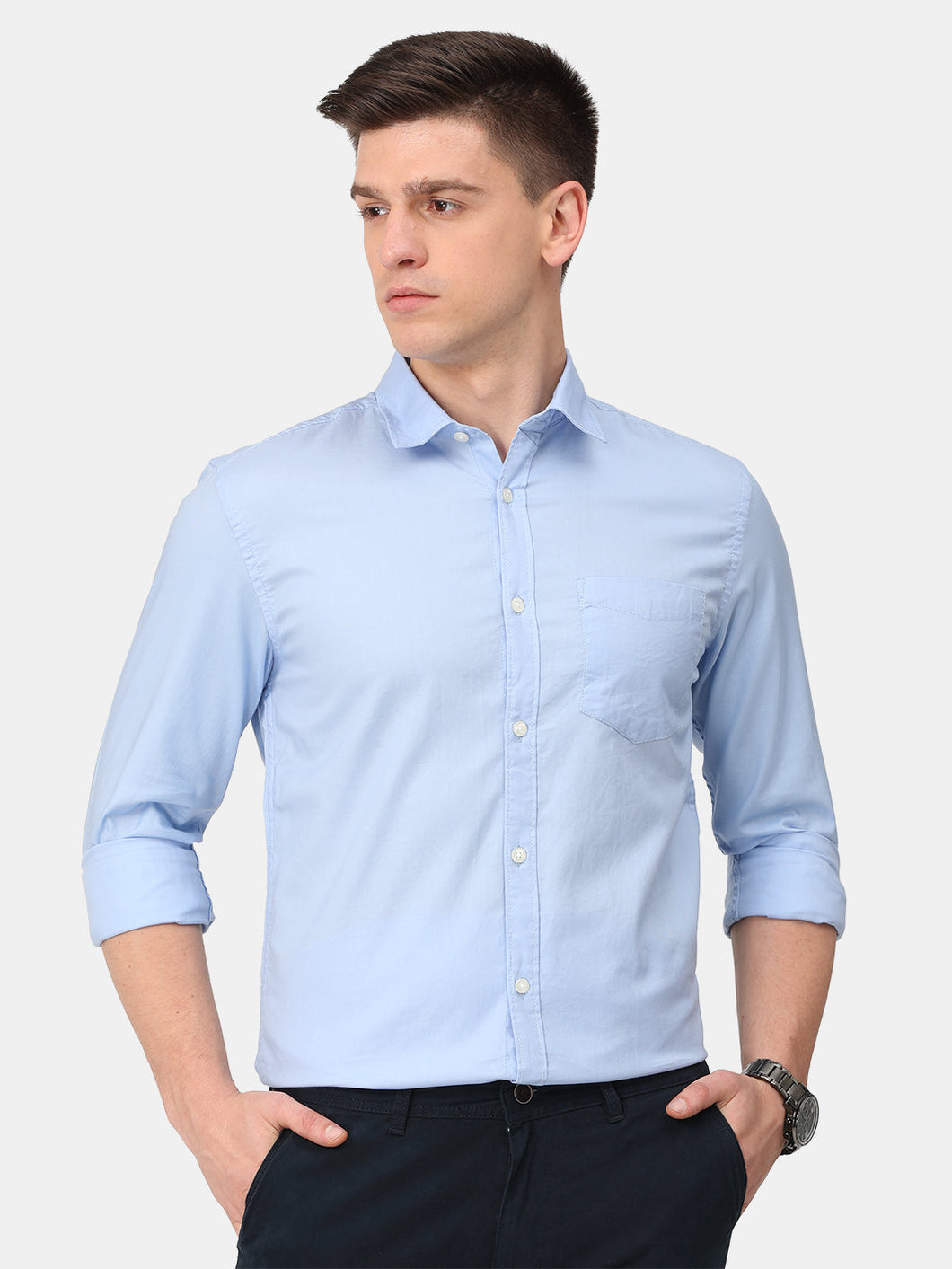 Solid Light Blue Shirt Shirt www.epysode.in 