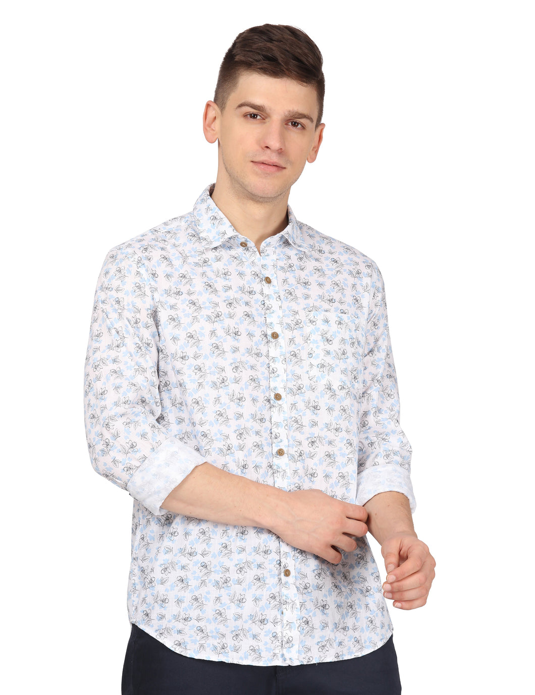 White Floral Print Shirt Shirt www.epysode.in 