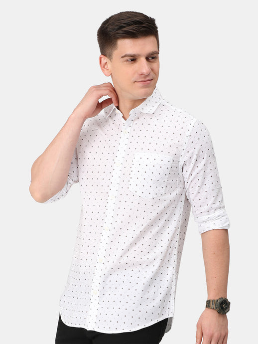 White Geometric Print Shirt Shirt www.epysode.in 