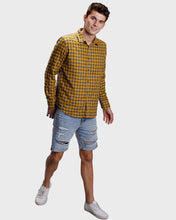 Load image into Gallery viewer, Yellow Cotton Twill Checks Shirt Shirt www.epysode.in 

